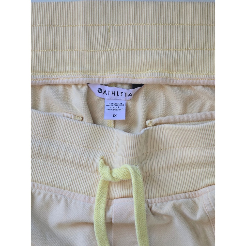 Athleta Farallon Midi Short Womens 1X Yellow Cotton Stretch Ribbed Waist 798619